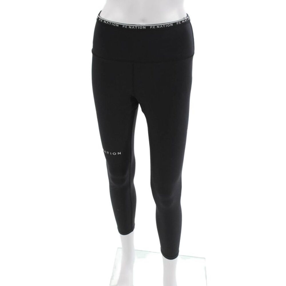PE Nation Womens Ankle Leggings Black Recycled Polyester Solid Size L